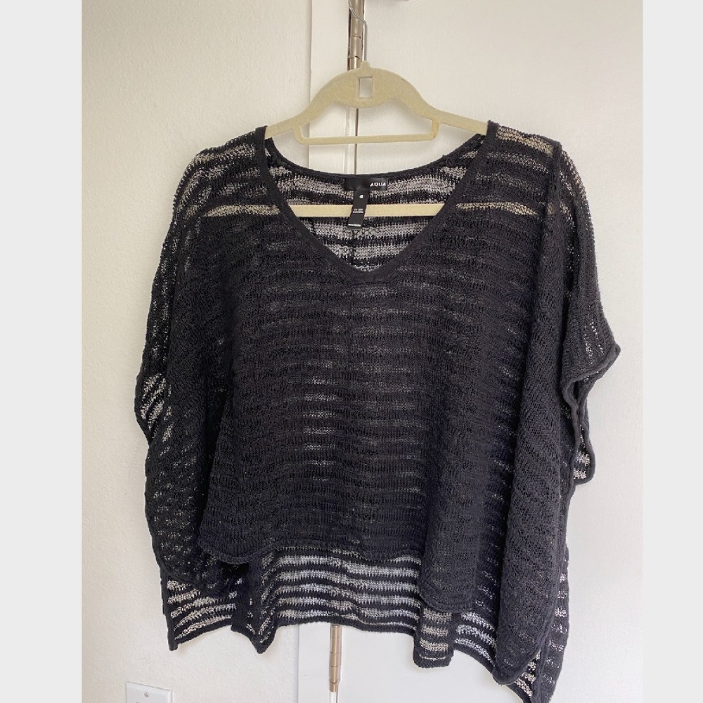 Aqua Black Striped Top